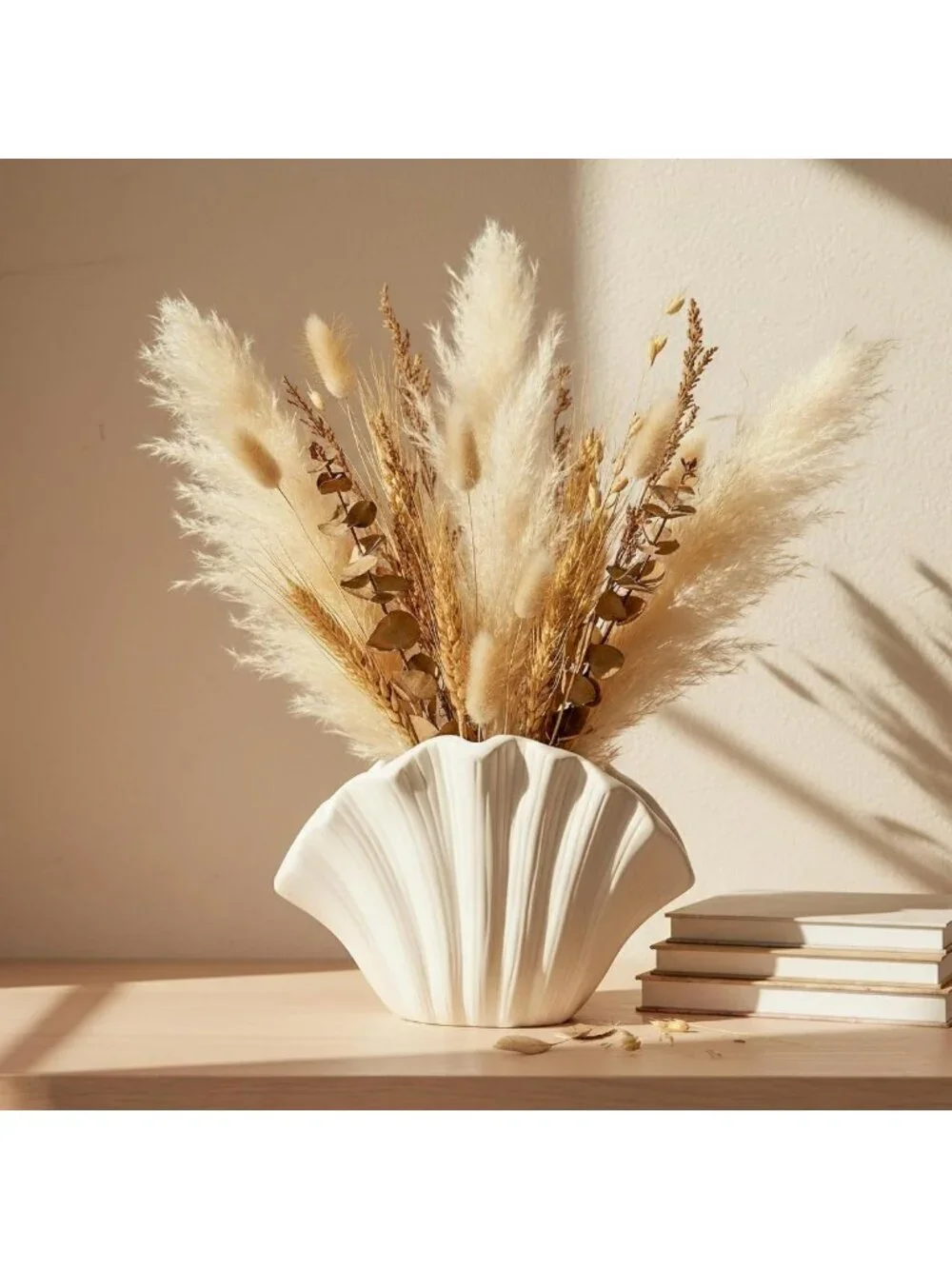 Coastal Ceramic Shell Vase - Modern Home Decor, Unique Centerpiece & Planter